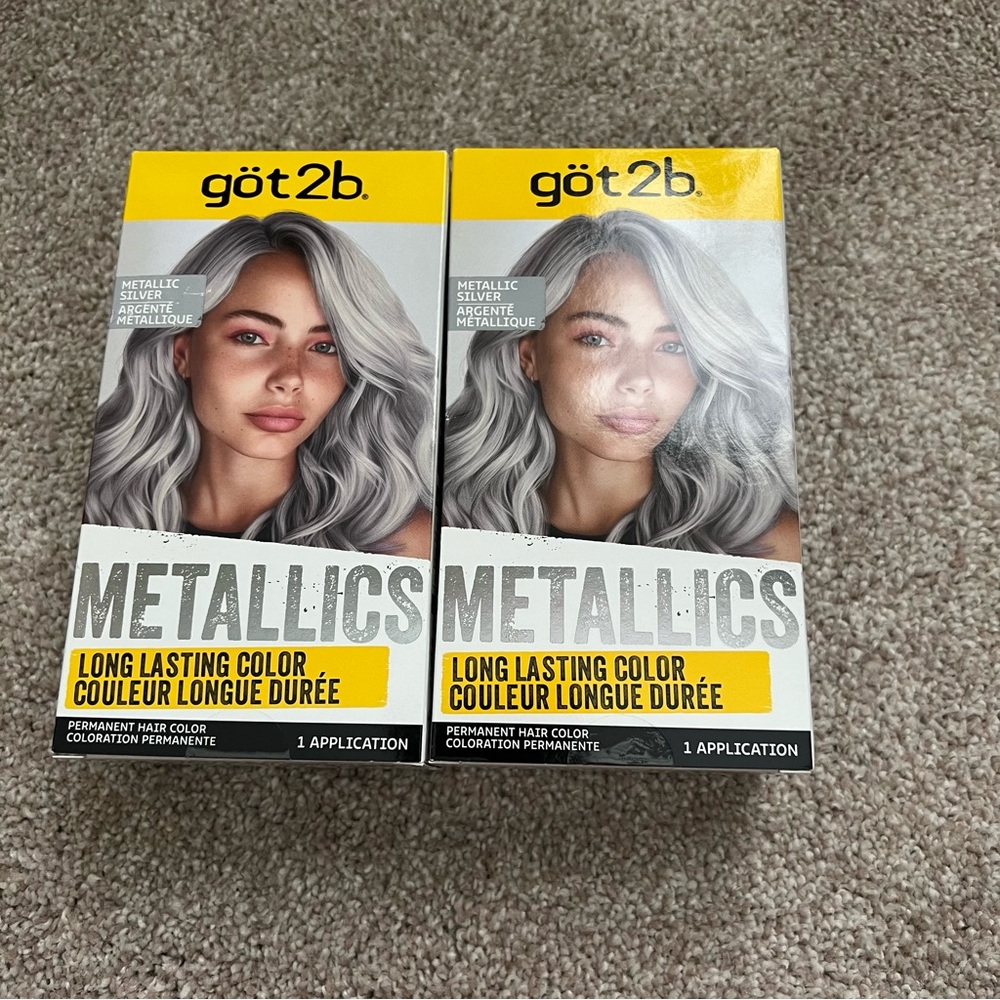 Lot of 2 NEW Got2b Metallics Permanent Hair Color - Metallic Silver